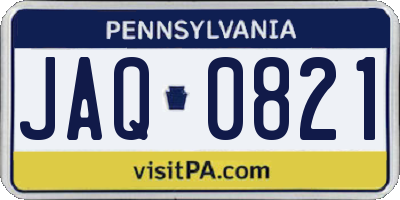 PA license plate JAQ0821