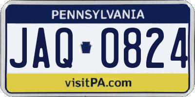 PA license plate JAQ0824