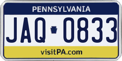 PA license plate JAQ0833