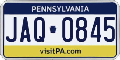PA license plate JAQ0845