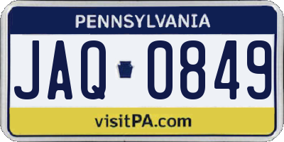 PA license plate JAQ0849