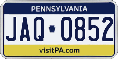 PA license plate JAQ0852