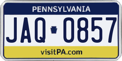 PA license plate JAQ0857