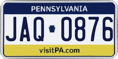 PA license plate JAQ0876