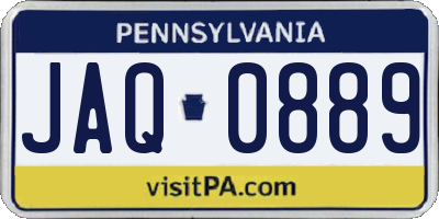 PA license plate JAQ0889