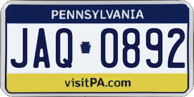 PA license plate JAQ0892