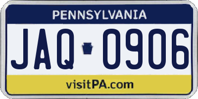 PA license plate JAQ0906