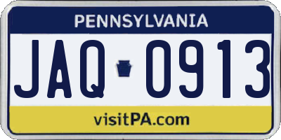 PA license plate JAQ0913