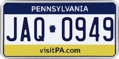 PA license plate JAQ0949