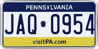 PA license plate JAQ0954