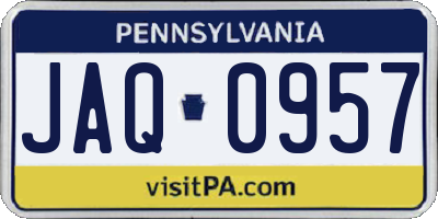 PA license plate JAQ0957