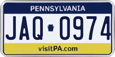 PA license plate JAQ0974