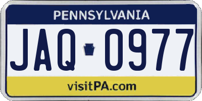 PA license plate JAQ0977