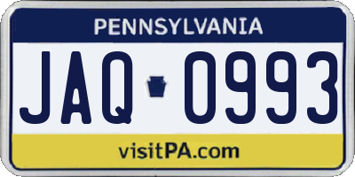 PA license plate JAQ0993