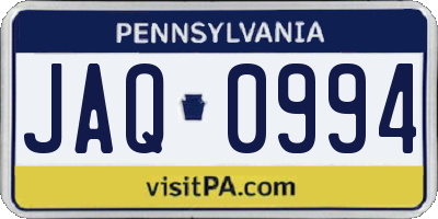PA license plate JAQ0994