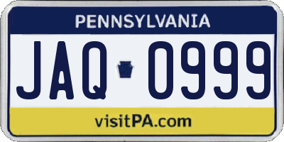 PA license plate JAQ0999