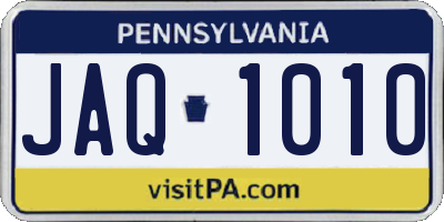 PA license plate JAQ1010