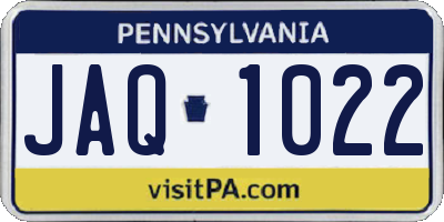 PA license plate JAQ1022