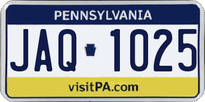 PA license plate JAQ1025