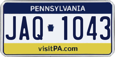 PA license plate JAQ1043