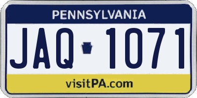 PA license plate JAQ1071
