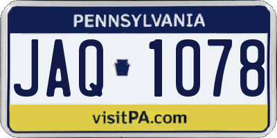 PA license plate JAQ1078