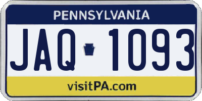 PA license plate JAQ1093