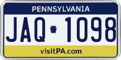 PA license plate JAQ1098