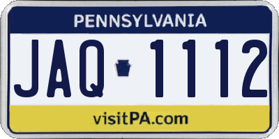 PA license plate JAQ1112