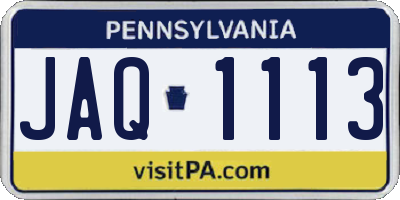 PA license plate JAQ1113