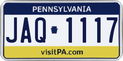 PA license plate JAQ1117