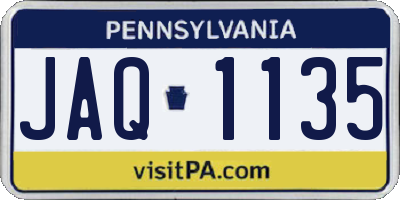 PA license plate JAQ1135