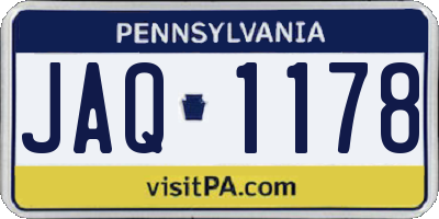 PA license plate JAQ1178