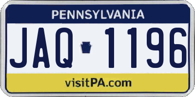 PA license plate JAQ1196