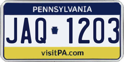 PA license plate JAQ1203