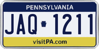PA license plate JAQ1211