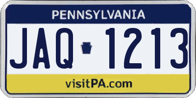 PA license plate JAQ1213