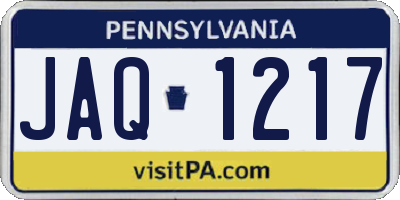 PA license plate JAQ1217