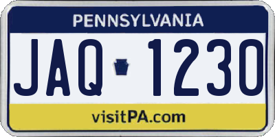 PA license plate JAQ1230