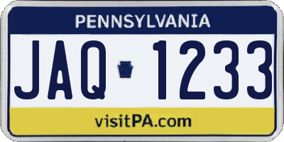 PA license plate JAQ1233