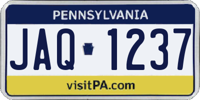 PA license plate JAQ1237