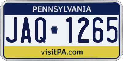 PA license plate JAQ1265