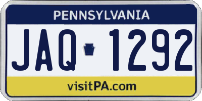 PA license plate JAQ1292