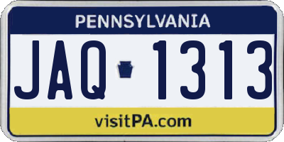 PA license plate JAQ1313