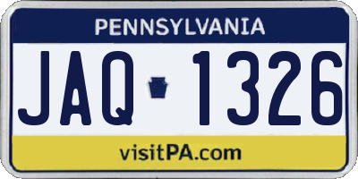 PA license plate JAQ1326