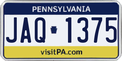 PA license plate JAQ1375