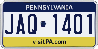 PA license plate JAQ1401