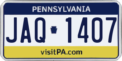 PA license plate JAQ1407