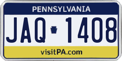 PA license plate JAQ1408