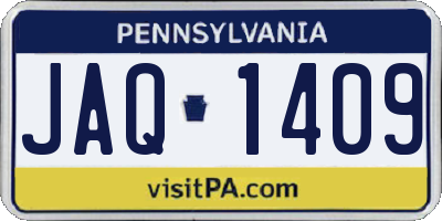 PA license plate JAQ1409